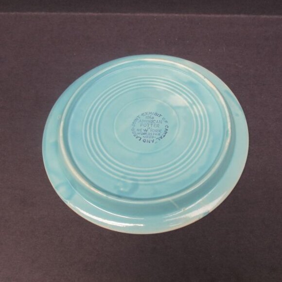 Homer Laughlin China Turquoise FIESTA 7 Inch 1939 Worlds Fair Potters Plate - Picture 3 of 4